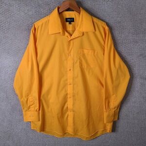 Omega Shirt Mens XL Orange Button Down Cotton Blend Long Sleeve Casual Italy